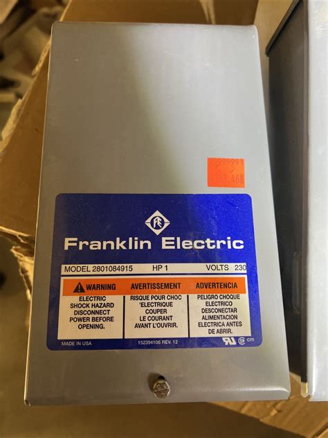 capacitor size in franklin electric control box 2801084915|KBL 105.